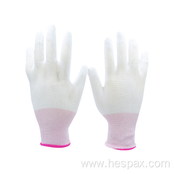 Hespax High Quality Work Gloves White PU Fingertip